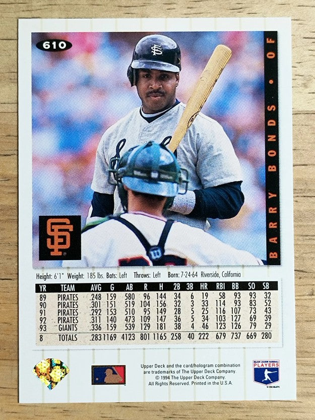 1994 Collector's Choice #610 Barry Bonds