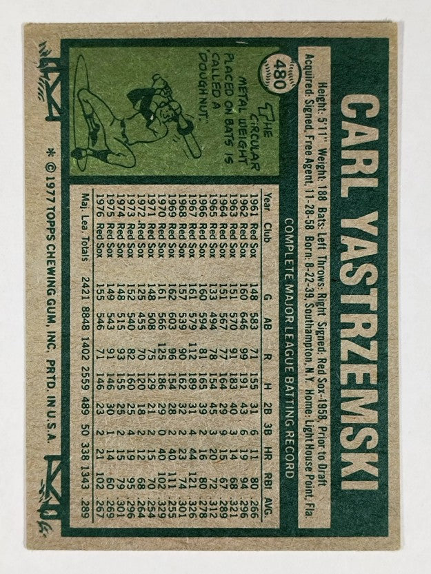 1977 Topps #480 Carl Yastrzemski (VGEX)