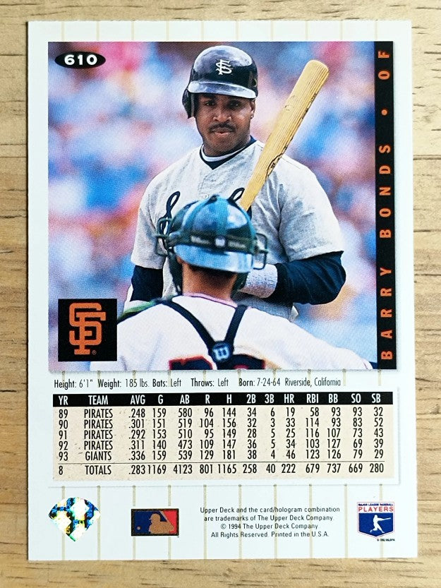 1994 Collector's Choice #610 Barry Bonds