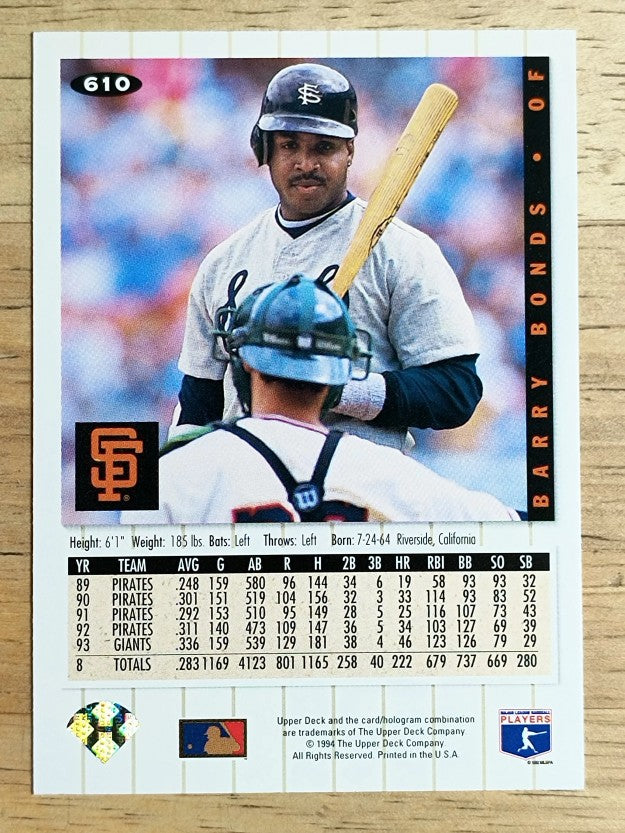 1994 Collector's Choice #610 Barry Bonds