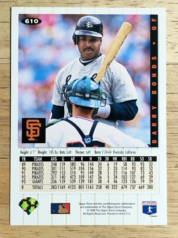 1994 Collector's Choice #610 Barry Bonds