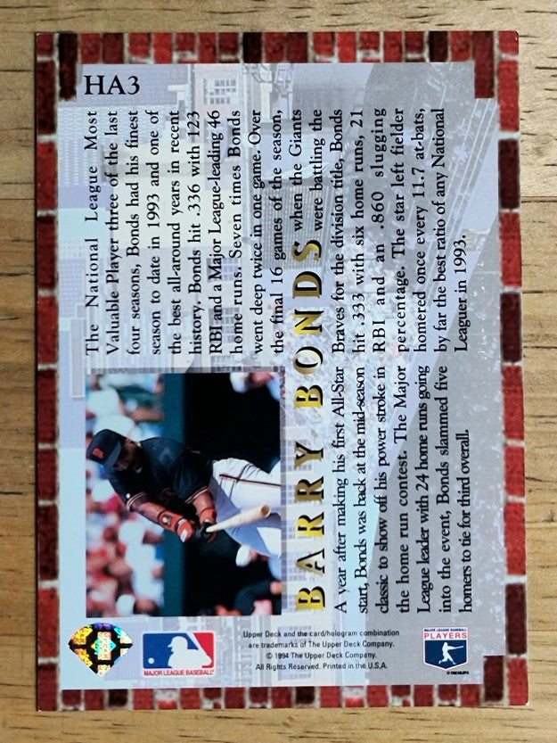 1994 Collector's Choice Home Run All-Stars #HA3 Barry Bonds