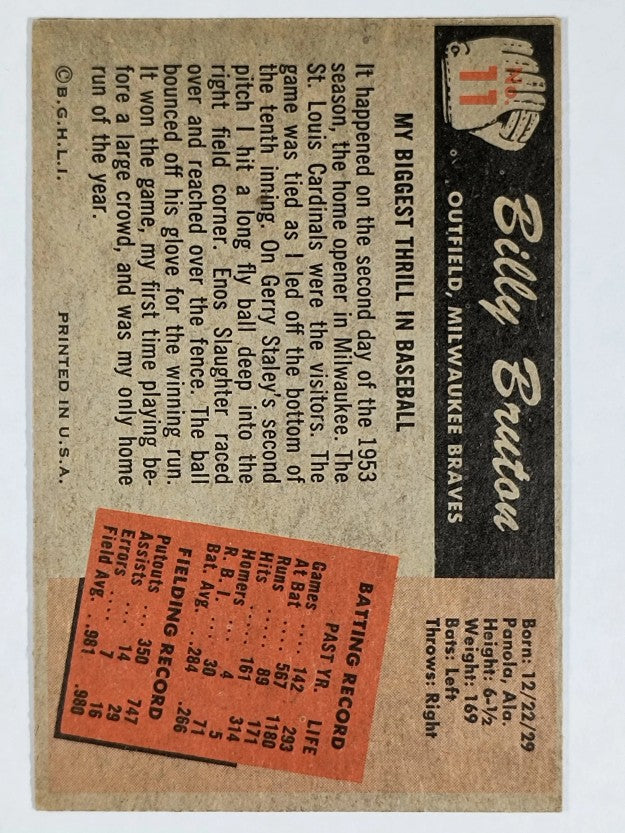 1955 Bowman #11 Bill Bruton (EXMT)