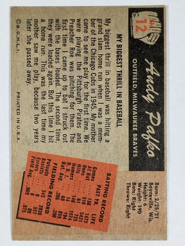 1955 Bowman #12 Andy Pafko (NM)
