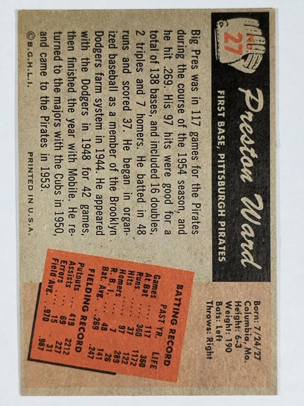 1955 Bowman #27 Preston Ward (EX)
