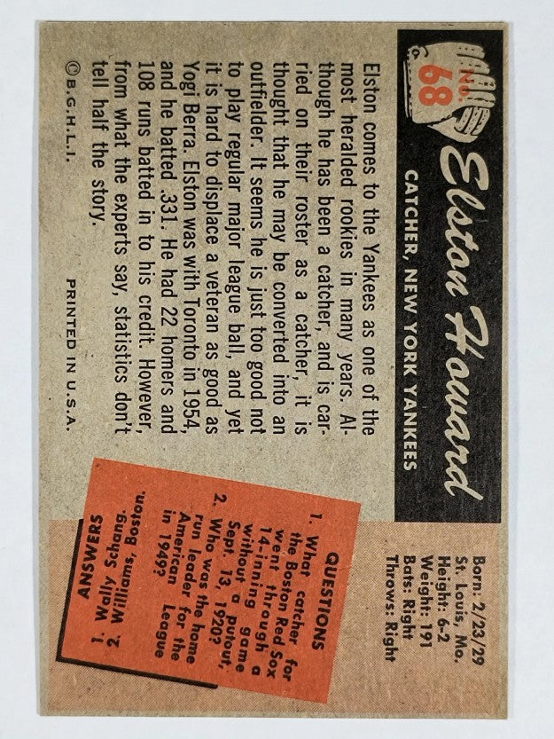 1955 Bowman #68 Elston Howard RC (VGEX)