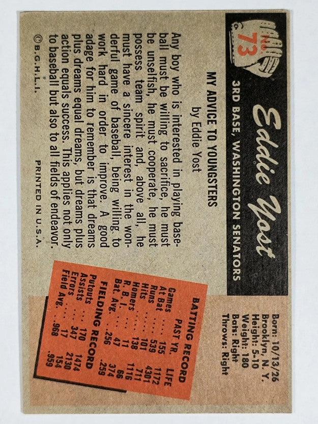 1955 Bowman #73 Eddie Yost (EXMT)