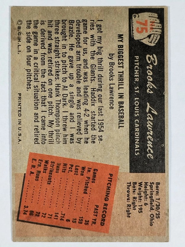 1955 Bowman #75 Brooks Lawrence RC (EX)