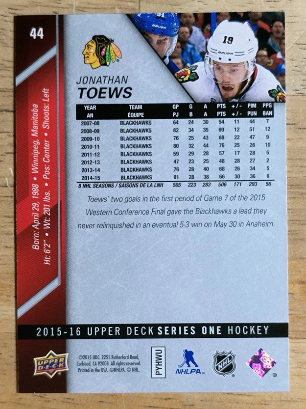 2015-16 Upper Deck #44 Jonathan Toews