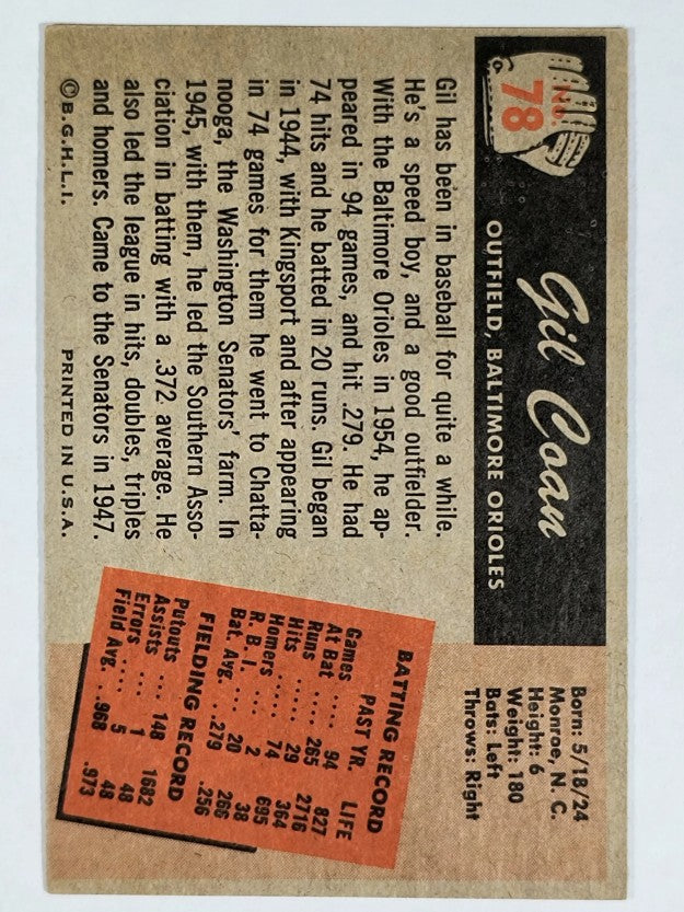 1955 Bowman #78 Gil Coan (EX)