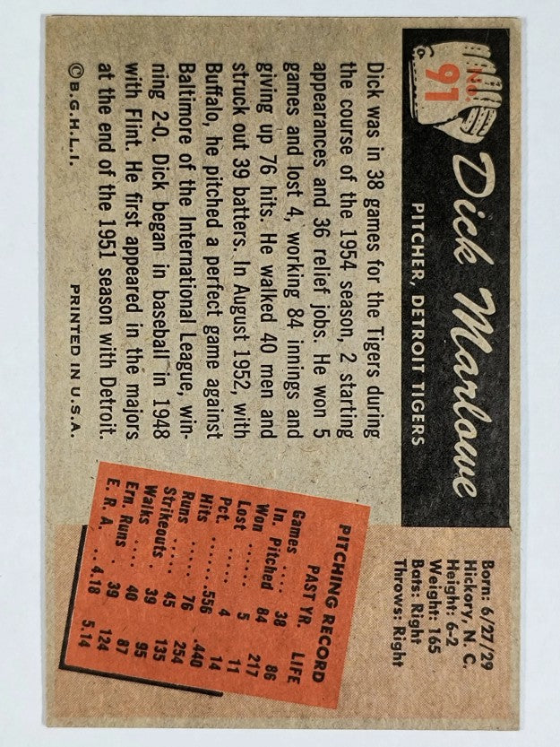 1955 Bowman #91 Dick Marlowe RC (EXMT)