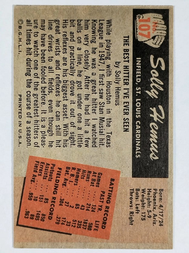 1955 Bowman #107 Solly Hemus (EXMT)