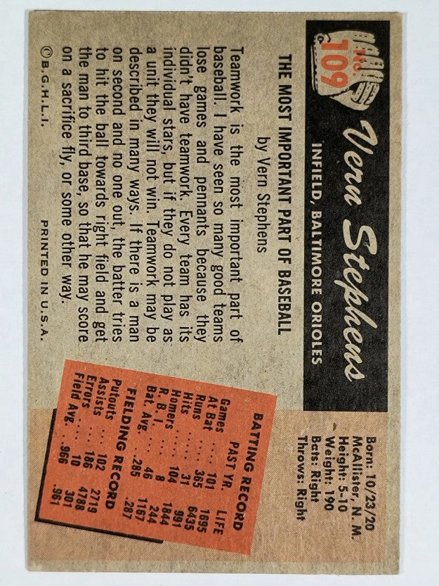 1955 Bowman #109 Vern Stephens (EXMT)