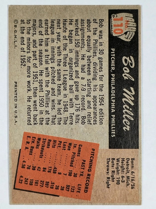 1955 Bowman #110 Bob Miller (EXMT)