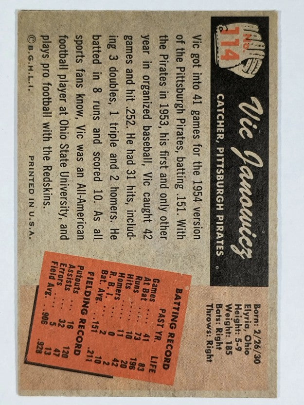 1955 Bowman #114 Vic Janowicz (EXMT)