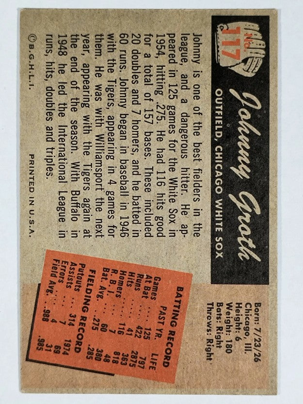 1955 Bowman #117 Johnny Groth (EX)