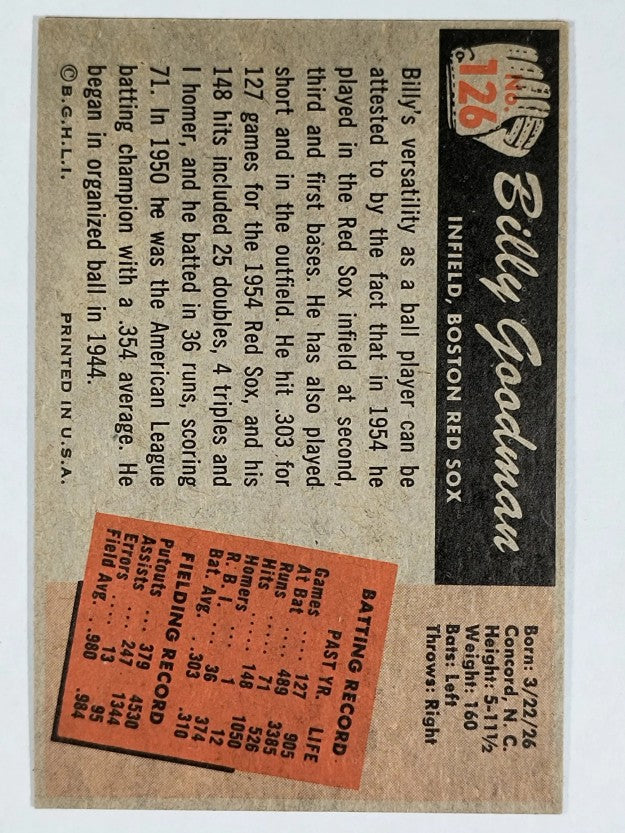 1955 Bowman #126 Billy Goodman (EXMT)