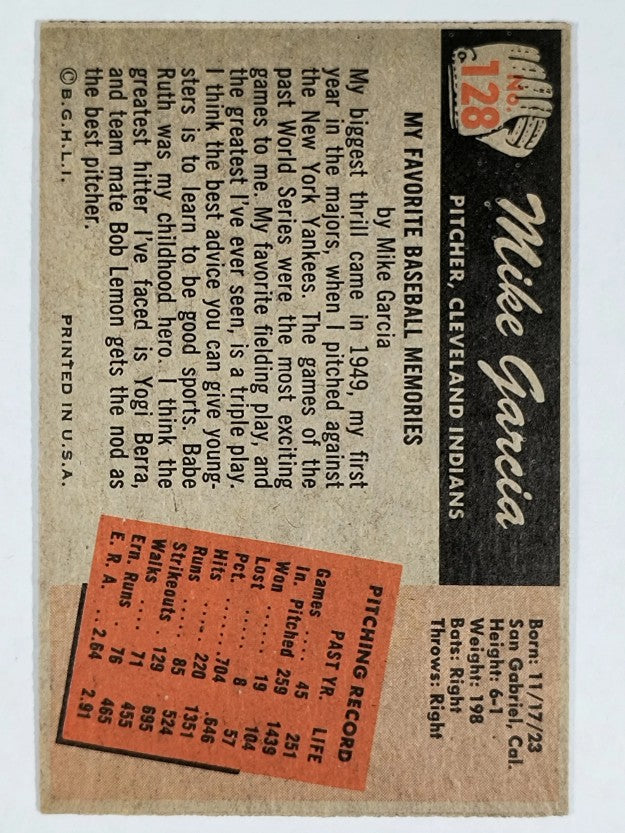1955 Bowman #128 Mike Garcia (EX)