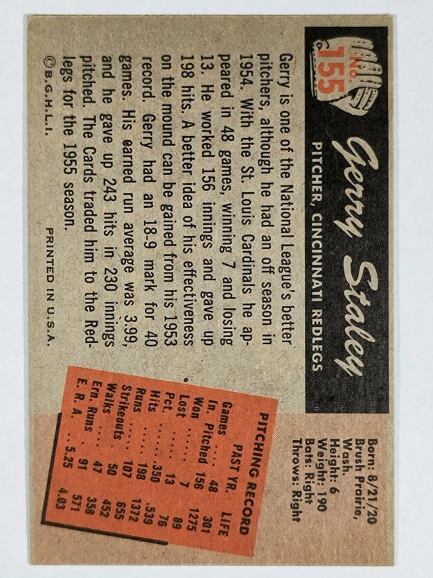 1955 Bowman #155 Gerry Staley (EXMT)
