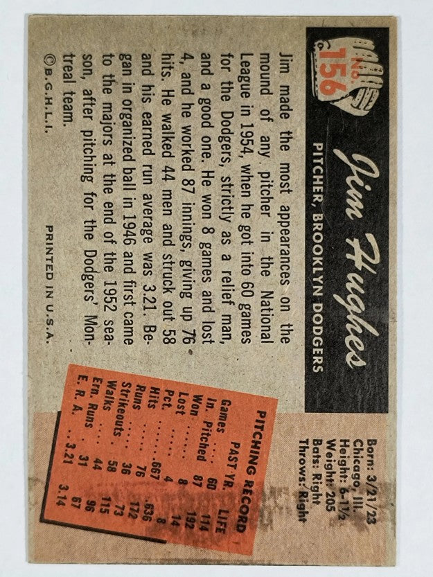1955 Bowman #156 Jim Hughes (VGEX)