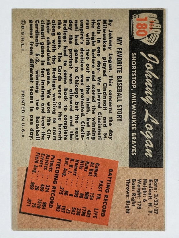 1955 Bowman #180 Johnny Logan (EX)