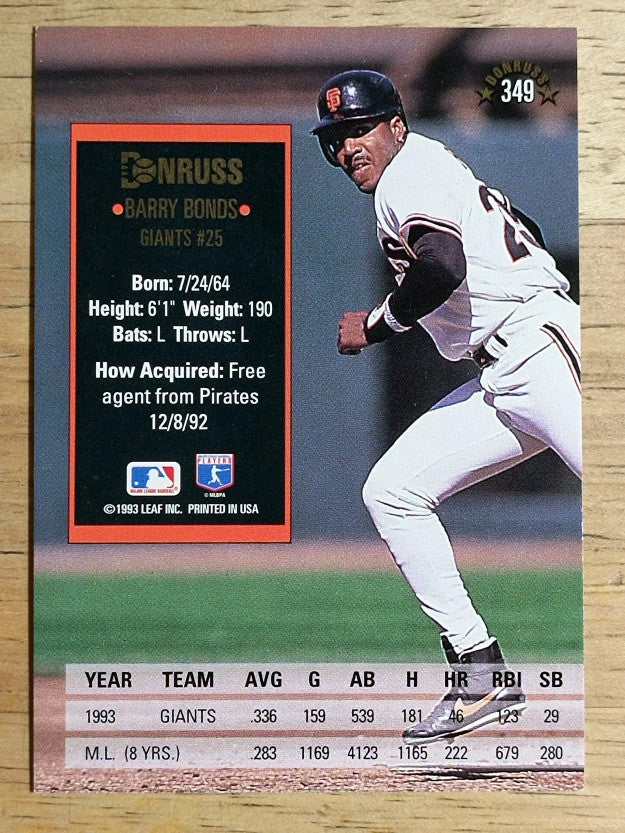 1994 Donruss #349 Barry Bonds