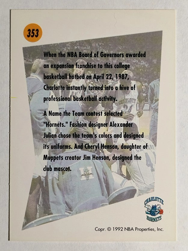 1991-92 SkyBox #353 Charlotte Hornets TL