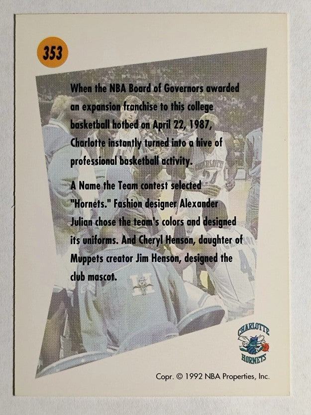 1991-92 SkyBox #353 Charlotte Hornets TL