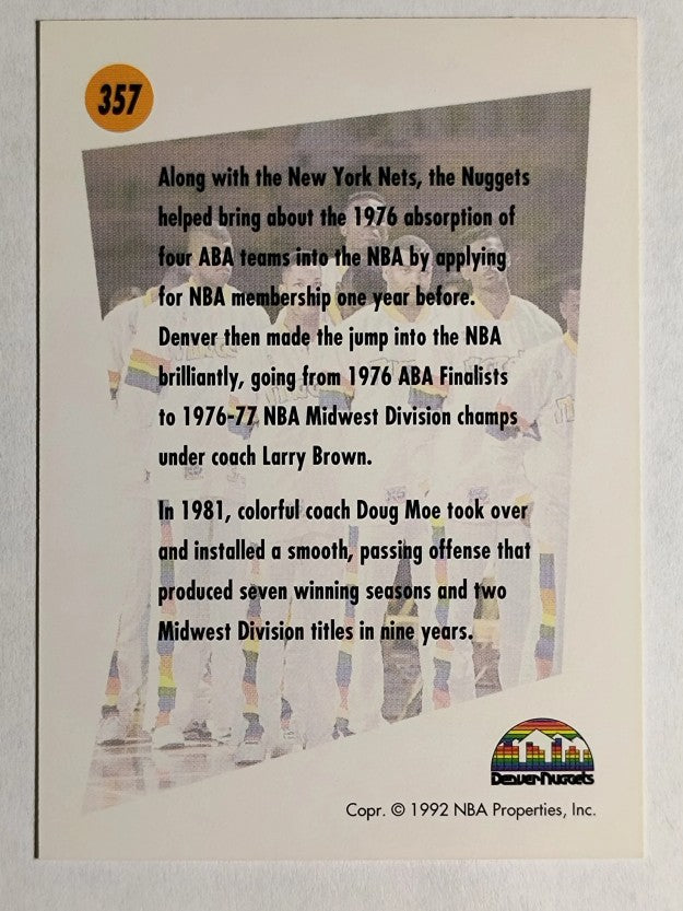 1991-92 SkyBox #357 Denver Nuggets TL