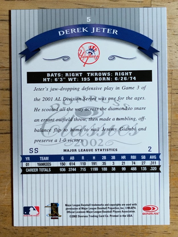 2002 Donruss Classics #5 Derek Jeter
