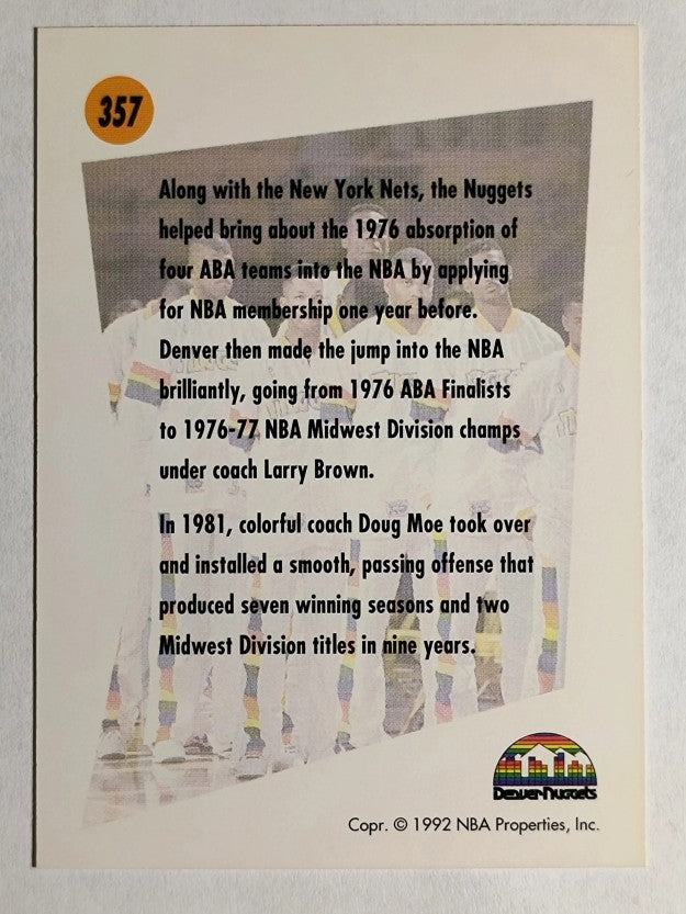 1991-92 SkyBox #357 Denver Nuggets TL