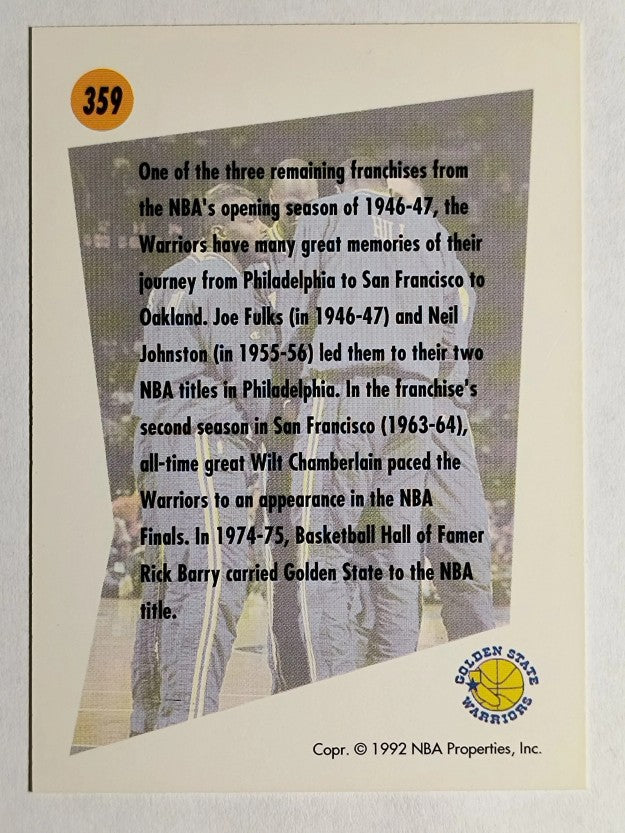 1991-92 SkyBox #359 Golden State Warriors TL