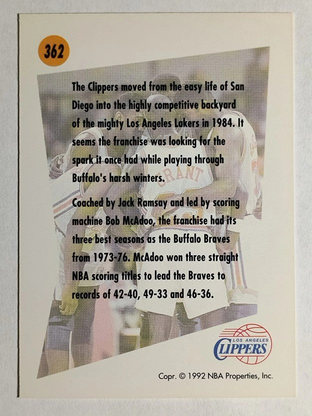 1991-92 SkyBox #362 Los Angeles Clippers TL