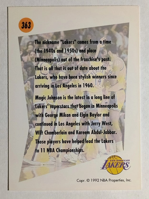 1991-92 SkyBox #363 Los Angeles Lakers TL