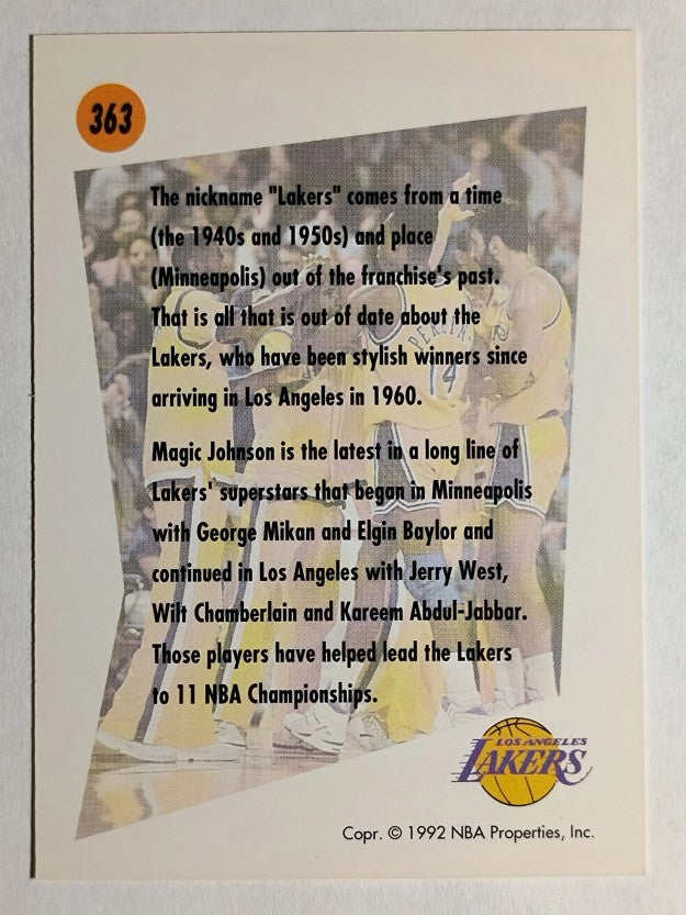1991-92 SkyBox #363 Los Angeles Lakers TL
