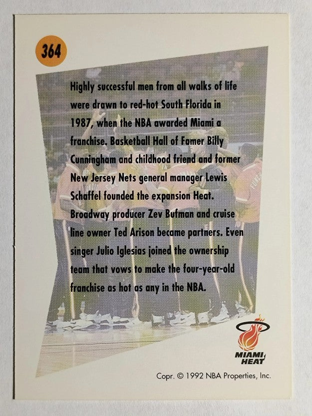 1991-92 SkyBox #364 Miami Heat TL