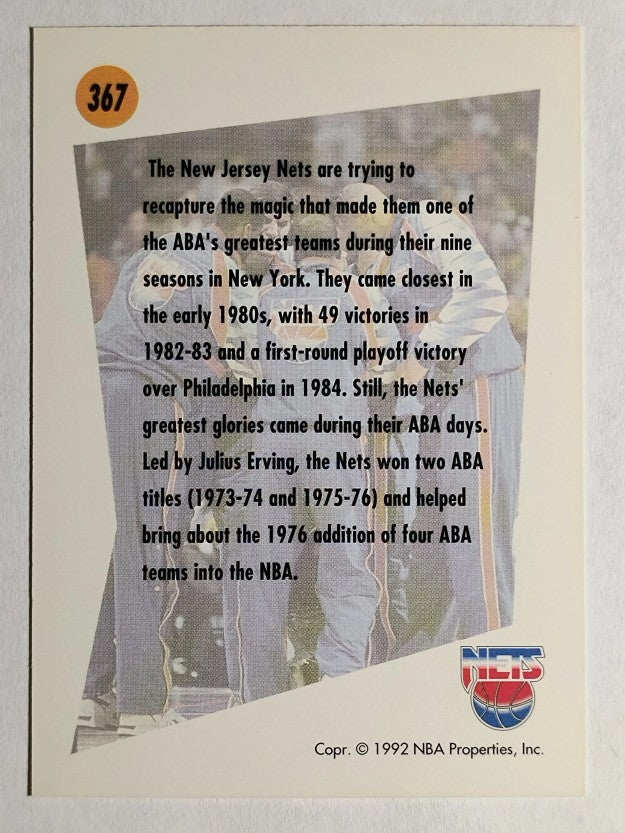 1991-92 SkyBox #367 New Jersey Nets TL