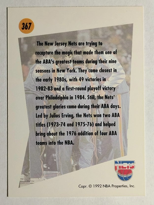 1991-92 SkyBox #367 New Jersey Nets TL