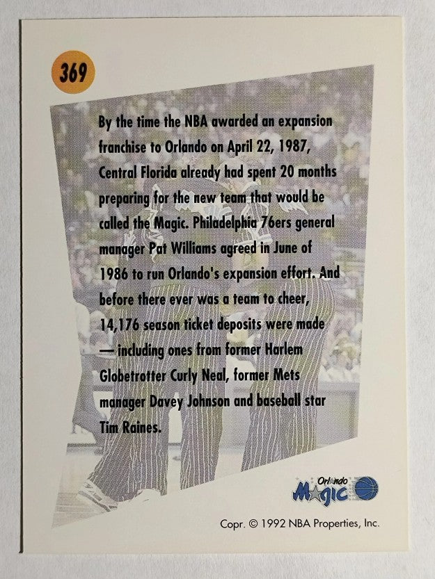 1991-92 SkyBox #369 Orlando Magic TL