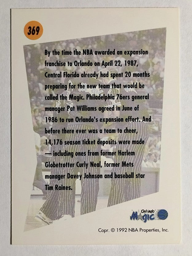 1991-92 SkyBox #369 Orlando Magic TL