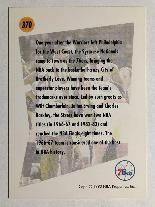 1991-92 SkyBox #370 Philadelphia 76ers TL