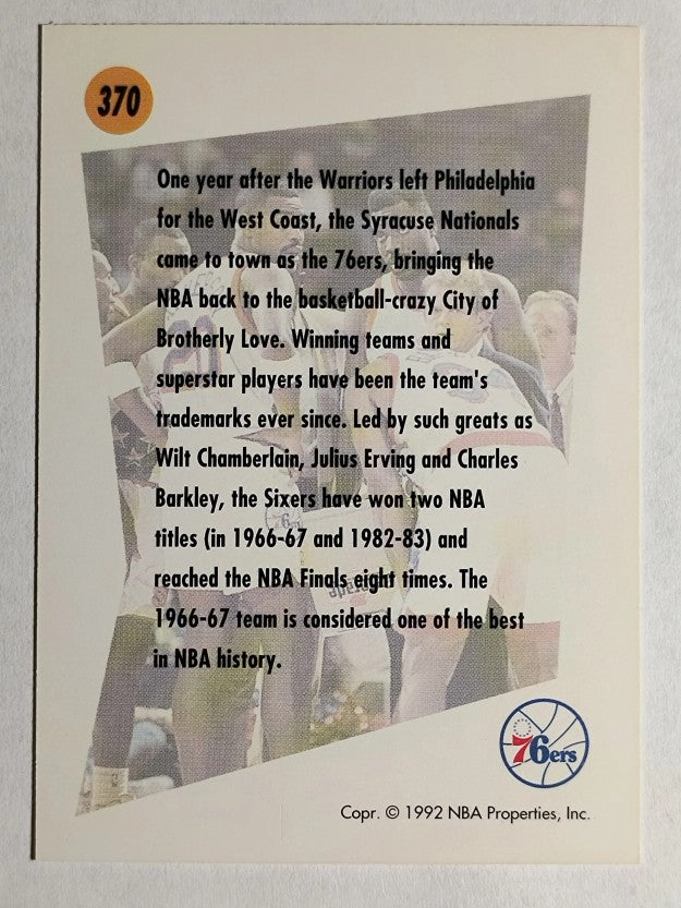1991-92 SkyBox #370 Philadelphia 76ers TL