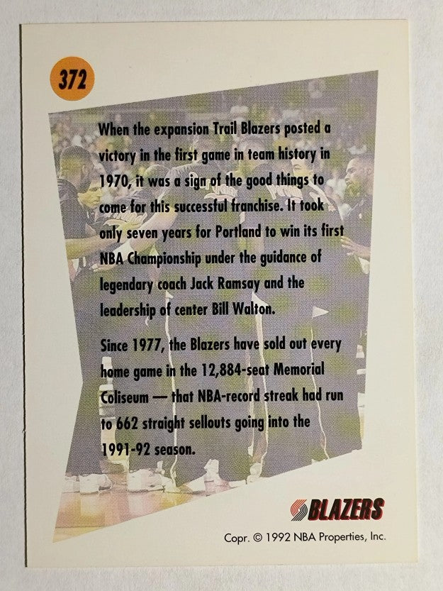 1991-92 SkyBox #372 Portland Trail Blazers TL