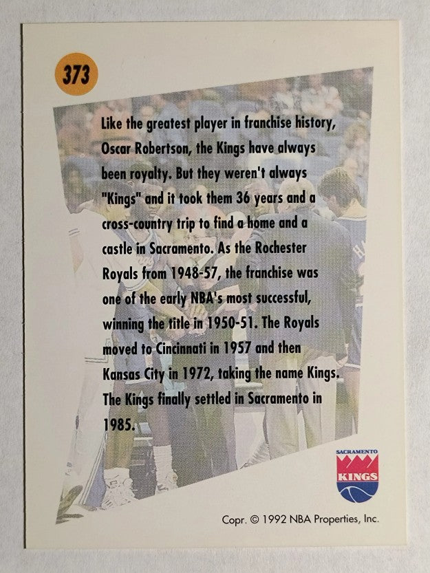 1991-92 SkyBox #373 Sacramento Kings TL