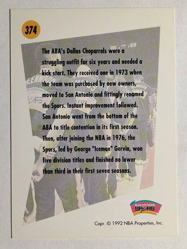 1991-92 SkyBox #374 San Antonio Spurs TL