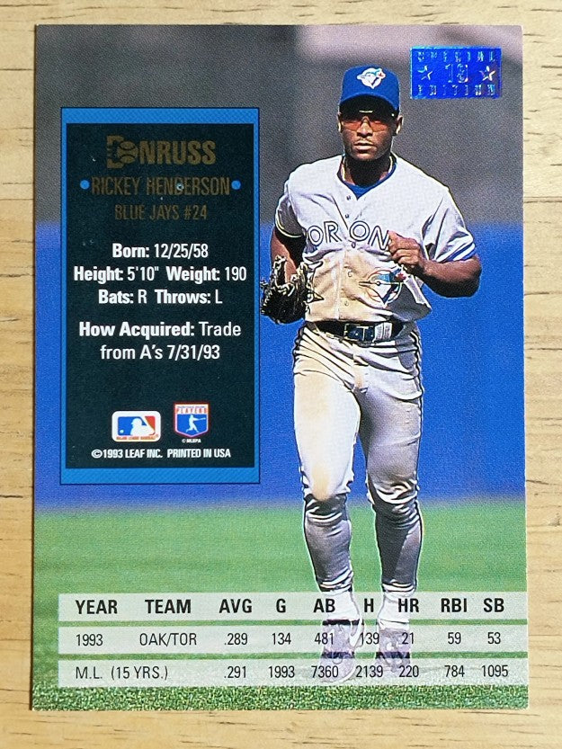 1994 Donruss Special Edition #19 Rickey Henderson