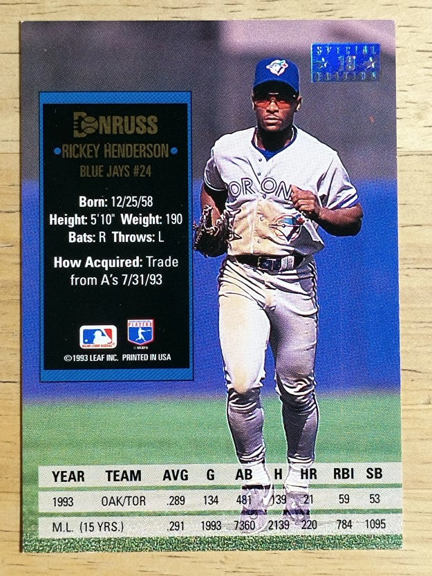 1994 Donruss Special Edition #19 Rickey Henderson