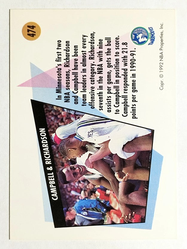 1991-92 SkyBox #474 Tony Campbell/Pooh Richardson TW