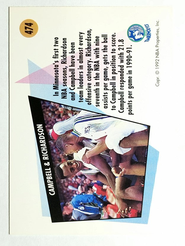 1991-92 SkyBox #474 Tony Campbell/Pooh Richardson TW