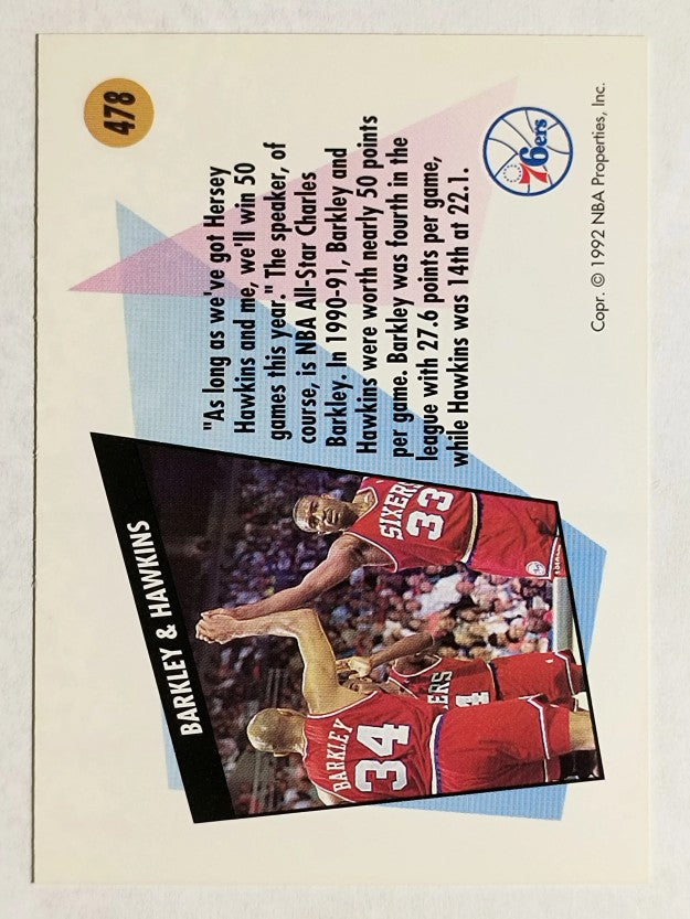 1991-92 SkyBox #478 Charles Barkley/Hersey Hawkins TW